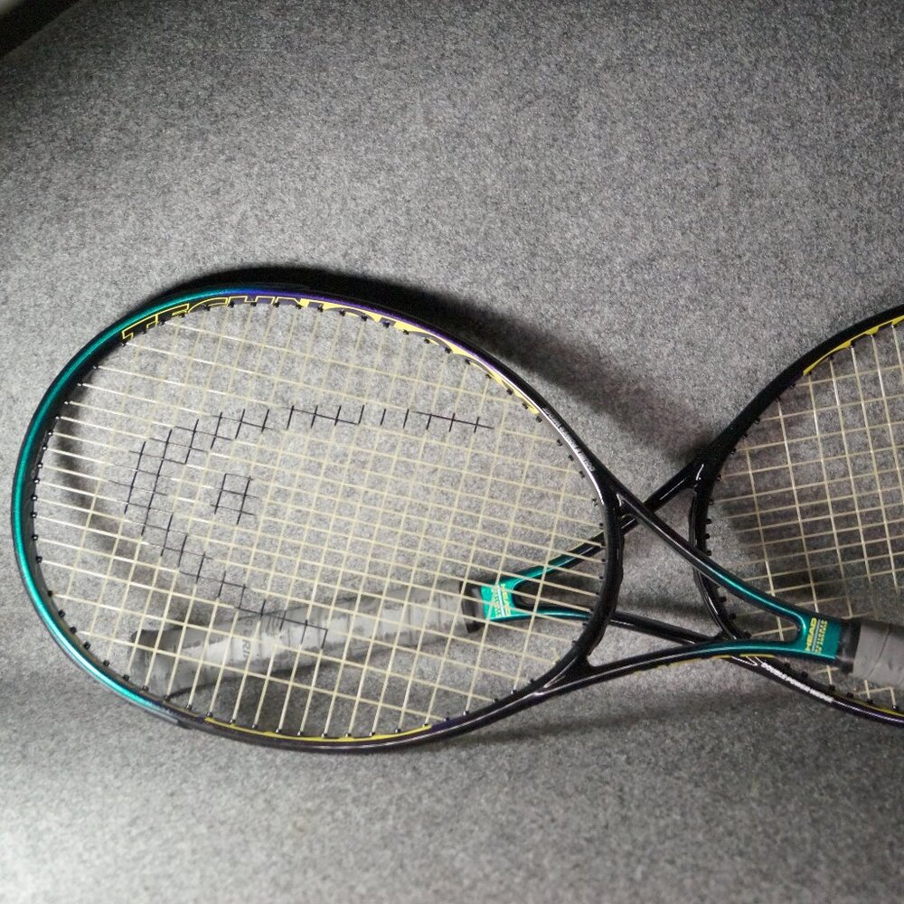 (2) Head Atlantis XL Oversize X‑Tra Long Racquets 4 5/8 Grip Preowned + 2 Cases
